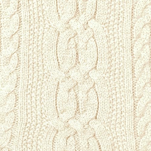 Amazon Essentials Damen Fisherman Cable Langärmeliger Pullover mit Rundhalsausschnitt (Erhältlich in Übergröße), Creme, L