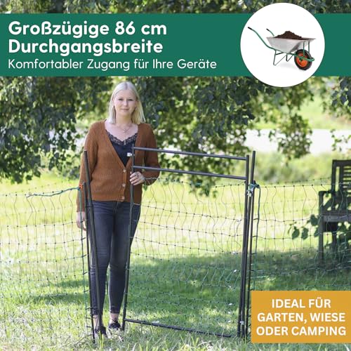 Agrarzone Tür für Weidezaunnetz bis 125 cm - Öffnungsbreite 86 cm - elektrifizierbares Weidetor – Durchgang für Weidezaun Netze