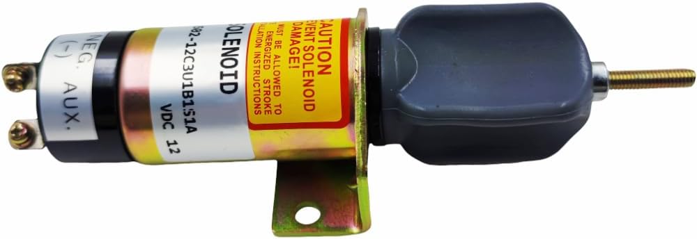 12V 3-Terminal Shut Off Down Solenoid Valve 1504-12C2U1B1S1A Fits for Kubota DF750 Engine Woodward Synchro Yanmar Bobcat JLG Lift SA-5171-12 SA-51571-14