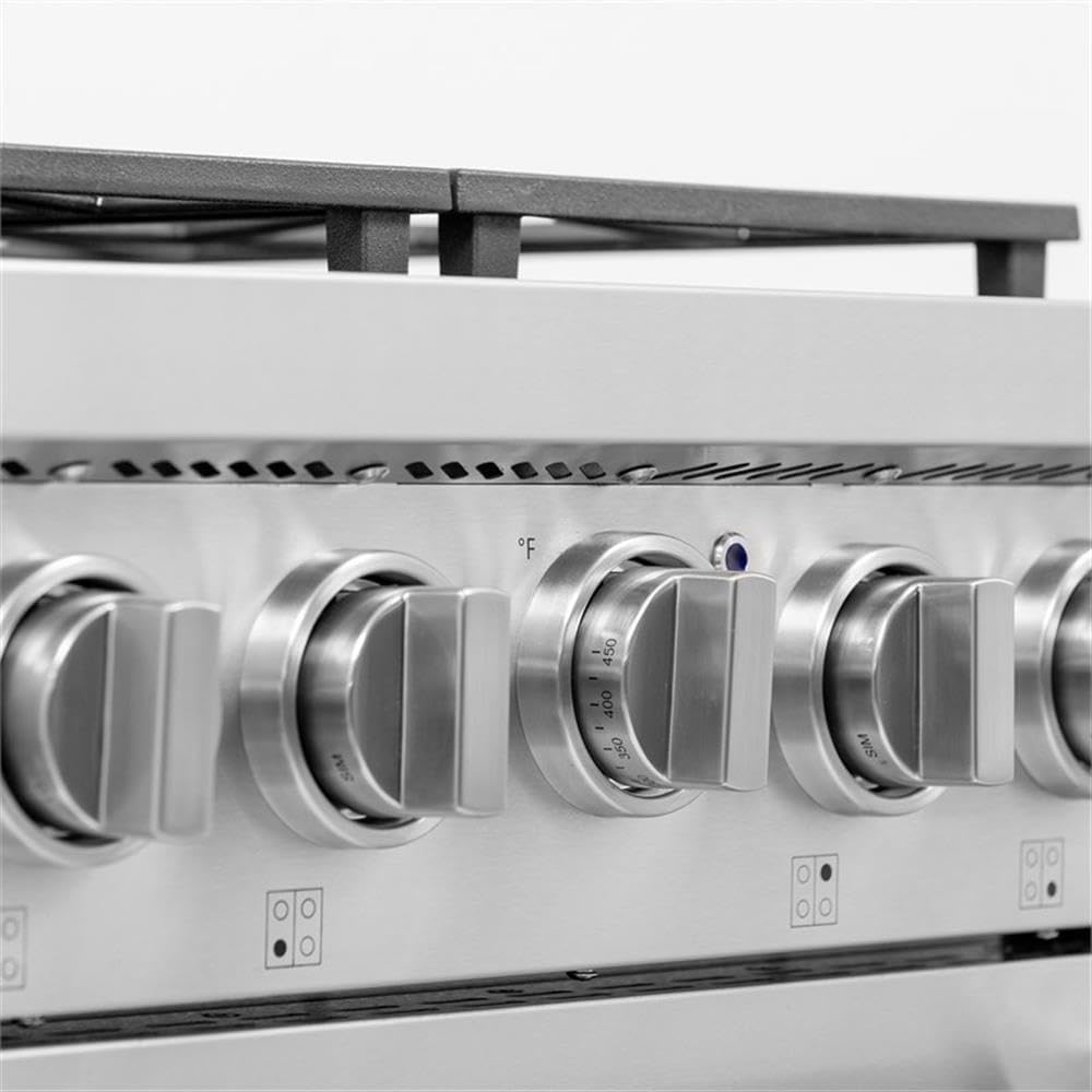 Pemberly Row 24" Propane Gas Range, Stainless Steel, True Simmer Burners, 4-Burner, 14,000 BTU Convection Oven, Electronic Ignition, Adjustable Shelves, Residential Kitchen Cooking Appliance