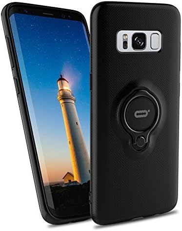 Sumsung Galaxy S8 Case with Built in Magnetic Ring Holder Anti-Scratch Ring Grip Kickstand Perfect Fit Shock Absorption 360 Degree Rotating bumper Sturdy and durable Easy to put on (Black)