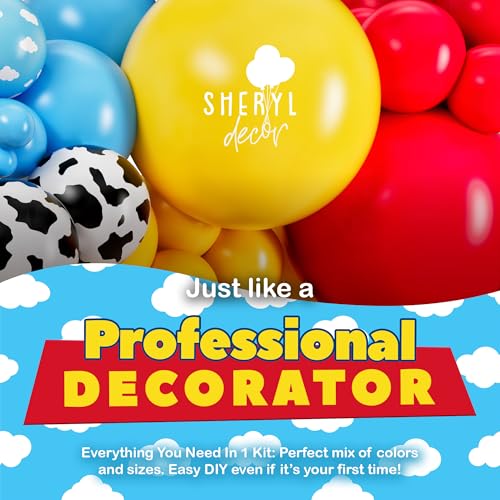 ALL-IN-1 Toy themed Balloons Arch Kit for It's A Boy Story Baby Shower Decorations – Boy Balloon Garland Kit with Cloud & Cow printed Balloons for First Toys Birthday Party Supplies by SHERYL DECOR - Image 8