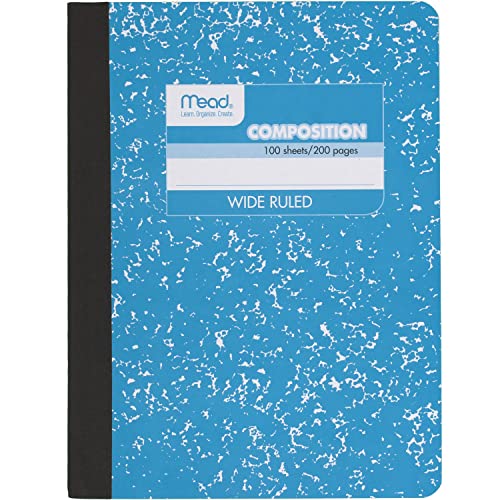 Mead Composition Notebook, Wide Ruled Paper, 7-1/2' x 9-3/4', 100 Sheets, Blue Marble (09918AY7)
