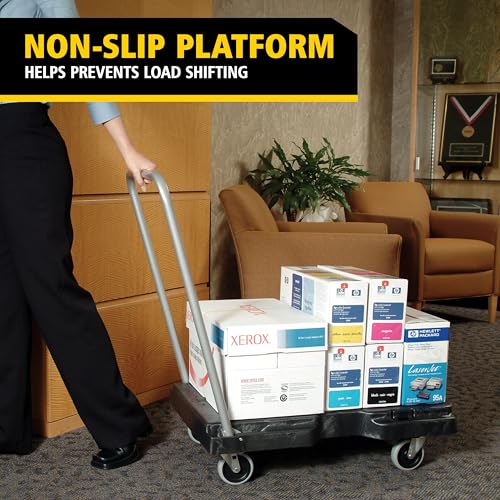Image of Rubbermaid Commercial Products Convertible Folding Utility Dolly /Cart /Platform Truck with wheels, 250 lbs Capacity, for Moving /Warehouse /Office