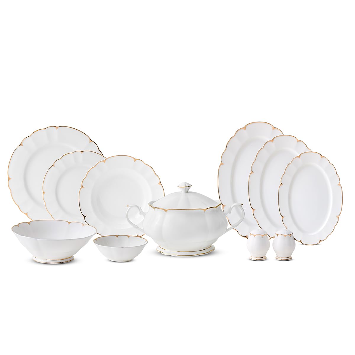 EVALIZA Aruna 60 Parça 12 Kişilik Yemek Takımı Modern Tasarım Renkli Set