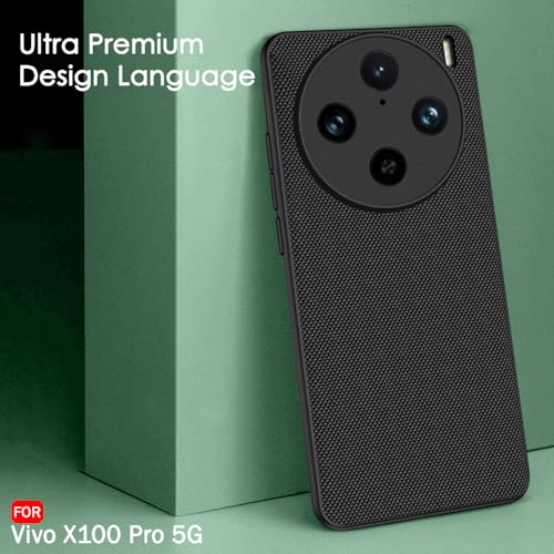 Image of TheGiftKart Back Cover Case for Vivo X100 PRO 5G | Slim & Lightweight | Ultra-Premium Design | Camera Protection Bump | Fabric Texture Case Cover (PC & TPU, Black)