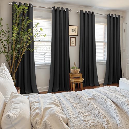 YoungsTex Black Velvet Blackout Curtains 84 Inches Long - Room Darkening Drapes with Grommet Elegant Window Treatments for Bedroom Living Room Privacy, 2 Panels, 52 X 84 Inch by YoungsTex - Image 2