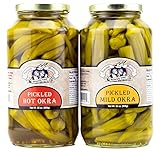 Amish Wedding Hot and Mild Pickled Okra Variety Pack 32 Ounces (Pack of 2)