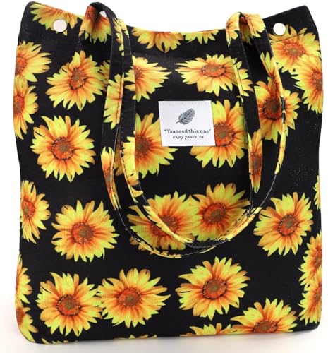 Image of Kawn Corduroy Tote Bag Aesthetic Cute Canvas Tote Bags for Women Washable Shoulder Bag with Inner Pocket for Go-to Everyday Bag for Work Beach Travel and Shopping Grocery