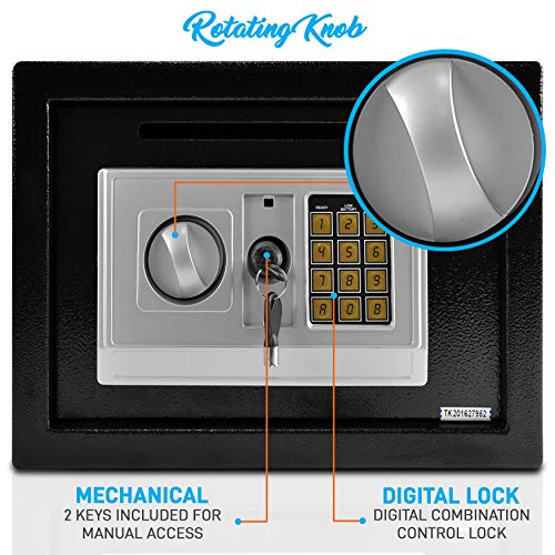 Serenelife Drop Box Safe Box | Safes & Lock Boxes | Front Loading Safe Cash Vault Drop Lock | Safe Security Box | Digital Safe Box | Money Safe Box | Steel Alloy Drop Safe Includes Keys (Slsfe342) , Black , 13.8" X 9.8" #TOP2