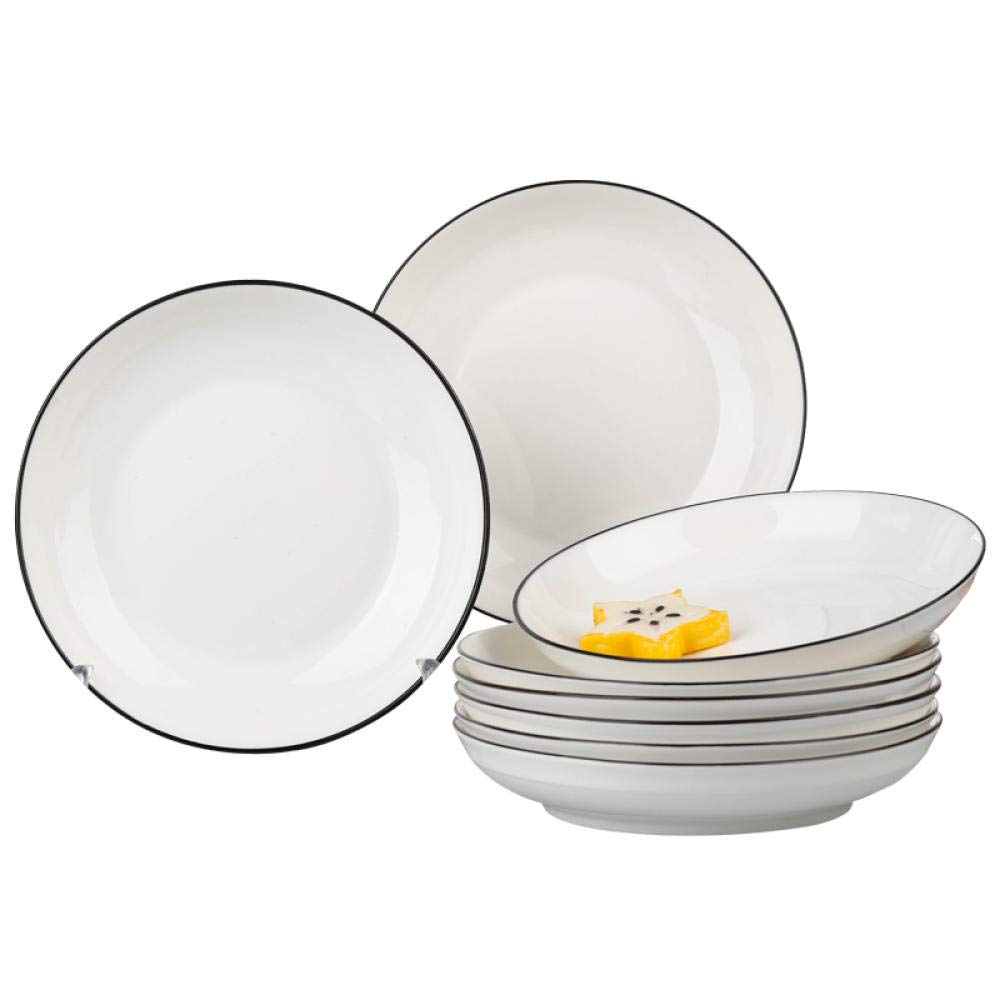 Japoński styl 6-częściowy zestaw głębokich talerzy ceramicznych – nordycka minimalistyczna zastawa stołowa 19 cm małe świeże naczynia z czarną linią do domowej jadalni