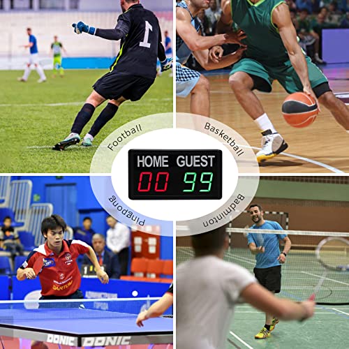 Gan Xin Electronic Scoreboard,Digital Scoreboard With Remote,Portable Led Tabletop Scoreboard For Indoor Games Volleyball/Basketball/Football/Ping Pong/Badminton,Scores 1-99, Score Keeper (Red+Green) #TOP3
