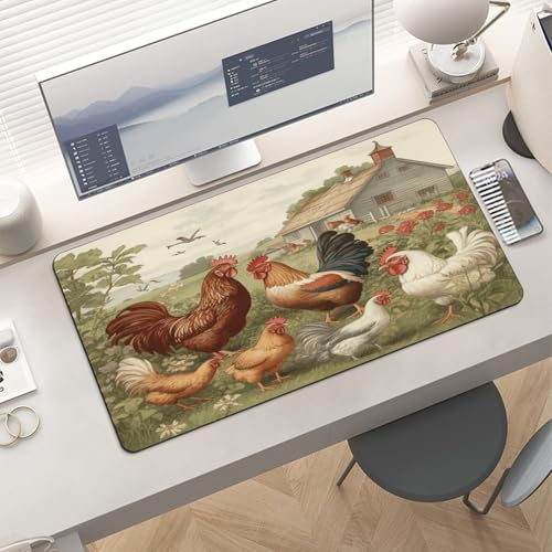 Chickens and Farm Pad para Escritorio Grande de Caucho miniatura 6