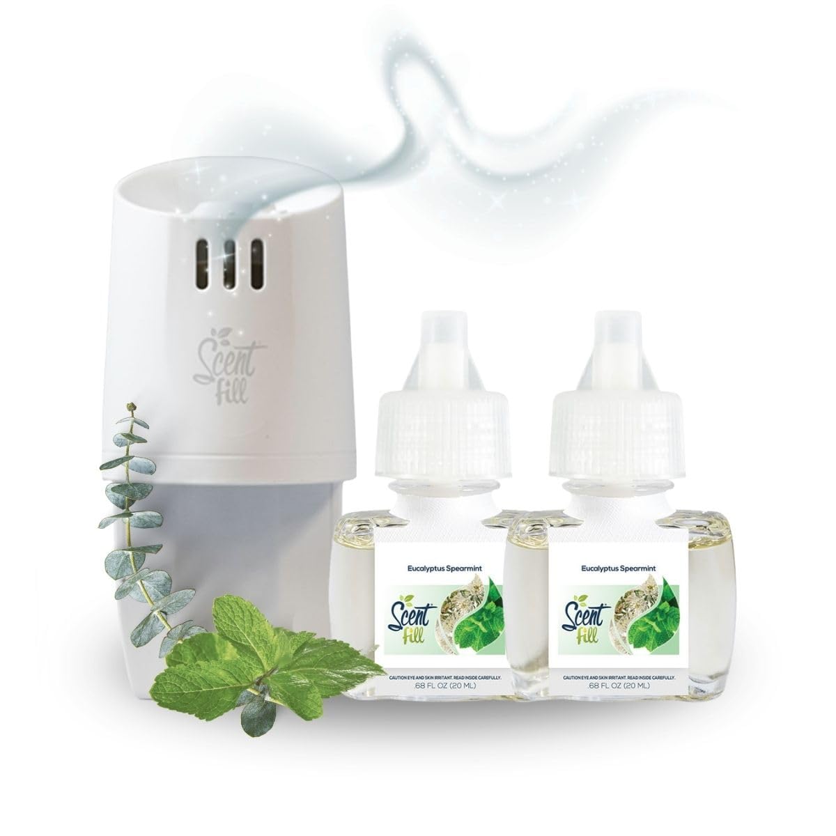 Eucalyptus Spearmint Plug in Air Freshener, Scented Oil Refills, 2 Refills + Diffuser