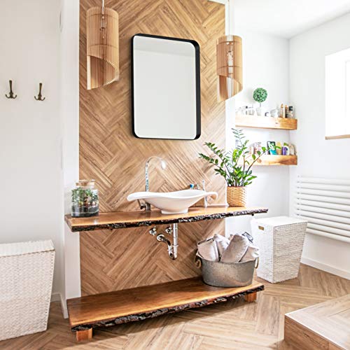 Upland Oaks Medium Bathroom Mirrors For Wall - Modern Rectangular Mirror With Seamless Metal Mirror Frame - Easy To Install, Mounting Hardware Included (Black, Recessed 30"X22") #TOP3