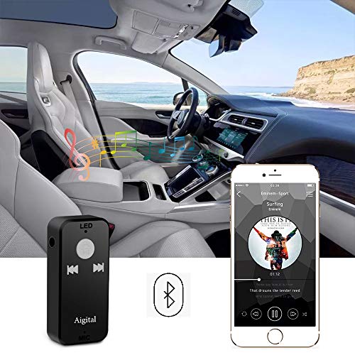 Bluetooth Receiver for Handsfree Calls, Aigital Portable Bluetooth Car Kit Audio Receiver Adapter Wireless Music Player System, Easy Operation and Connection, TF Card Play Supported 【 Upgraded Chip 】