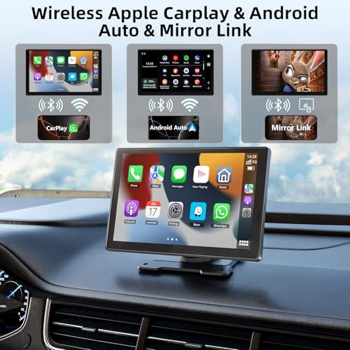 Carplay Voiture, Écran 9 Pouces Carplay sans Fil pour Voiture avec Navigation GPS et Bluetooth