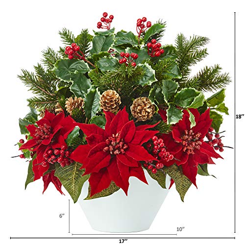 Nearly Natural Poinsettia Arrangement - Image 2
