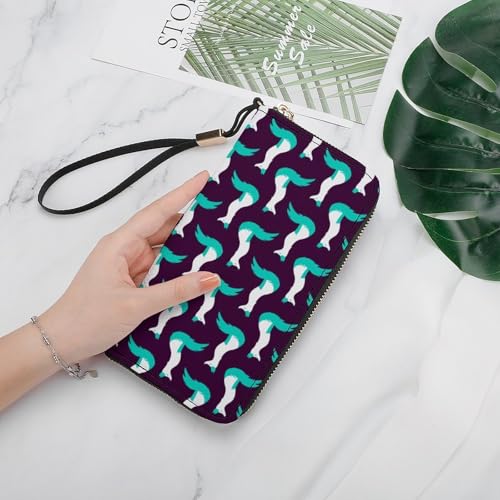 Snow Fox Long Wallet for Women Men Coin Pouch Credit Card Holder Zipper Purses with Wristlet4