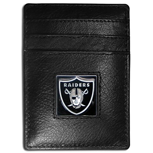 Oakland Raiders Leather Money Clip/Cardholder Packaged in Gift Box