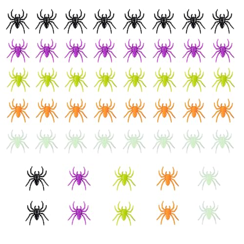 beejune 50 Stück Spinne, Simulation Wildspinne Modell, Realistic Spider, Spinnen Deko, Plastik Spinnen,Plastik Spinne, Spinne Spielzeug, Gummispinne, for Halloween Parties, Fool's Day