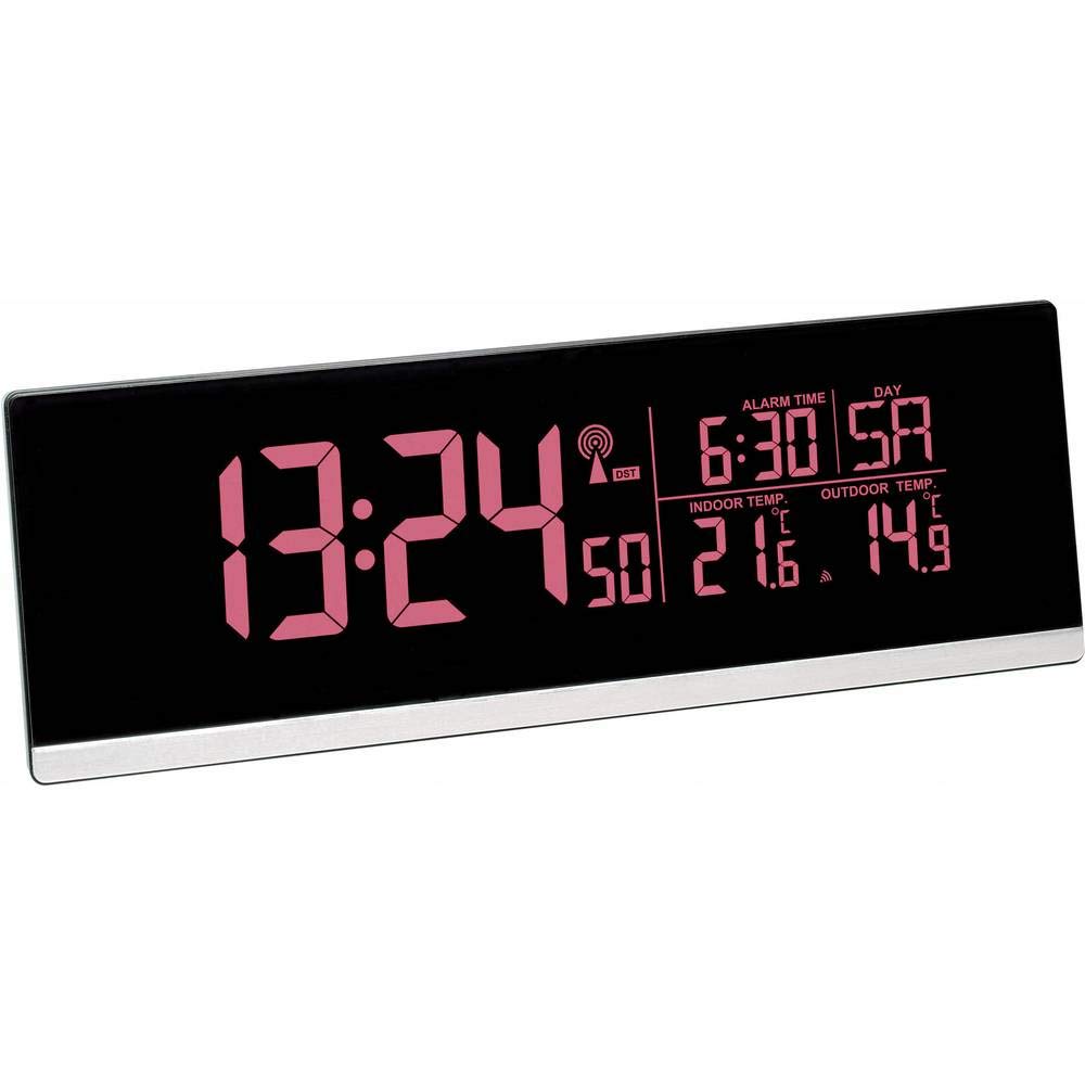 TFA Dostmann 60.2548.01 de Radio Despertador Digital con Cambio de Color y Temperatura Exterior (Negro)