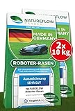 ﻿Premium Rasensamen schnellkeimend für Mähroboter TEST SEHR GUT - Rasensamen 20kg Made in Germany - Roboter Grassamen schnellkeimend - Traum Rasen selbstdüngend mit Natureflow Rasensaat