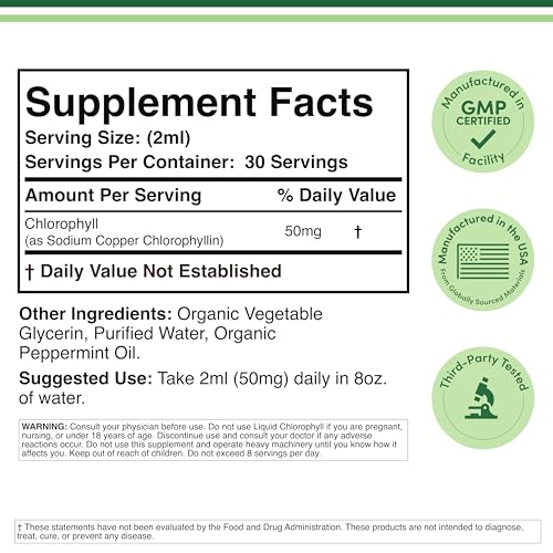 image for Double Wood Supplements Chlorophyll Liquid Drops - for Digestion, Gut 