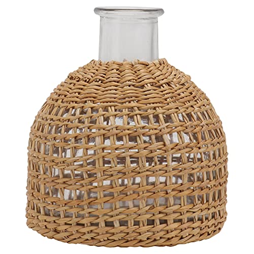 PRETYZOOM Glass Vase with Decorative Cane Sleeve Small Vases for Rustic Wedding Centerpieces Farmhouse Home Table Flower Decor - Image 4