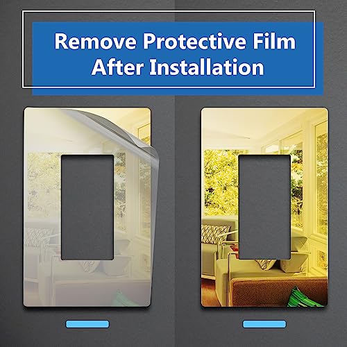 Image of LIDER Decorator Wall Plate, Impact Resistant, Plexiglass, Reflective Finish, Modern Upgrade, Screwless Light Switch /Outlet Cover, Mid-Size 1-Gang 4.88 inch x 3.11 inch, Acrylic, Mirror Glass Gold, 1-Pack