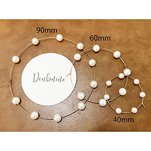 Doubnine Large Hoops Super Huge Circle Pearls Earrings Thin Dangle Gold Silver Elegant Wedding Women Accessories Jewelry Gift for Her2