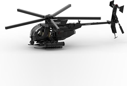 MH-6 Small Bird Helicopter Model Building Block Set Military Helicopter Model for Assembly and Display Creative Interactive Building Toy 595 Pieces