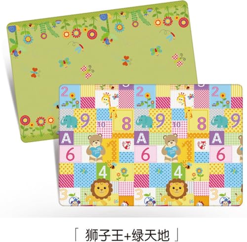 Rtwrsudベビー両面滑り止めクロールプレイマット、幼児および幼児用リビングルームホーム無臭防湿子供用フロアマットベビープレイマット ベビーマット 折り畳み式 防水 衝撃緩和 かわいいラグマット 安全無毒 滑り止め 両面使用 新生児から対象 200*18