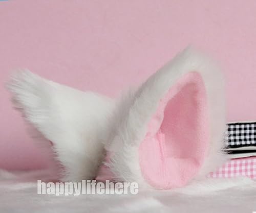 Miniatura 2 de Caliente dulce encantador disfraz de Lolita animé Cosplay Fancy Neko orejas de gato clip blanco con interior rosado