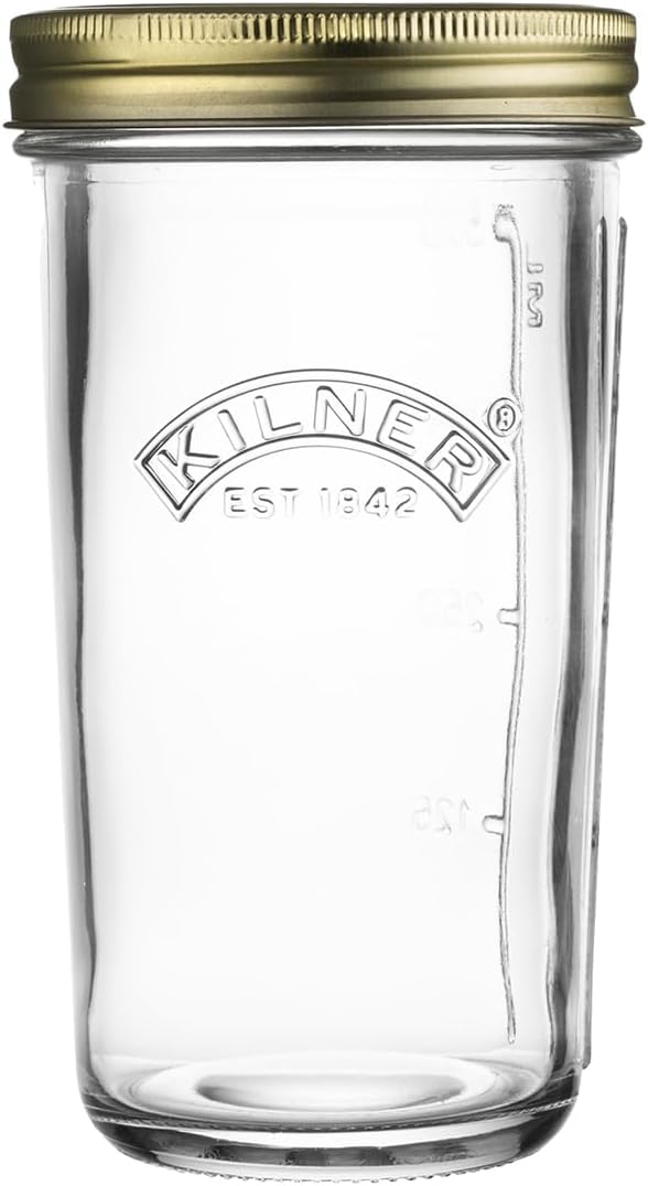 Kilner Wide Mouth Preserve Jar 0.5L (500ml) Glass Storage Jar with Vacuum Seal Lid Ideal for Preserving Whole Fruits Vegetables Pickles Jams