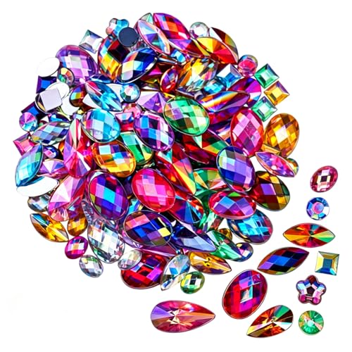 500 Pcs Mixed 10 Colors AB Colorful Gems Rhinestones for Crafting, Flatback Rhinestones Gemstones Jewels for Crafts Halloween Party Decorations Cosplay Pirate Face Eye Body Makeup Embellishments