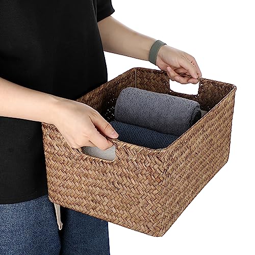 Panier de rangement en jonc de mer Hipiwe rectangulaire pour étagère - 6