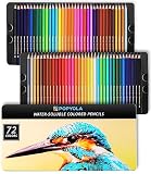 POPYOLA Watercolor Pencils, 72 Colored Pencils for Adult Coloring Books, Soft Core Art Drawing Penci