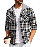 SwissWell Camisa a Cuadros Hombre Camisa de Franela para Hombre Sudaderas de Leñador de Manga Larga Exteriore Camisa Casual con Capucha Azul Oscuro Marrón M