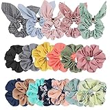 Ondder 18 Pack Scrunchies for Hair with Bow, Hair Scrunchies, Silk Scrunchies, Satin Scrunchies, Bow...