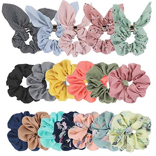 Ondder 18 Pack Scrunchies for Hair with Bow, Hair Scrunchies, Silk Scrunchies, Satin Scrunchies, Bow Scrunchies for Hair, Hair Scrunchies for Women, Cute Big Scrunchies
