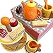 bee SMART Set da tè Giocattolo da Cucina per Bambini in Legno - Giocattolo in Legno per Bambini - Set da tè pomeridiano con Supporto per Cupcake in Legno, Torte e pasticcini e Sandwich, 14 Pezzi