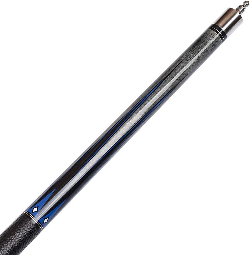 WAYMARK 58 inch 1/2 Pcs Billiard Black/Grey Warp with Leather Grip Stainless Steel Fast Joint Pool Cue Stick (WBP-29)