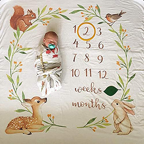 Baby Monthly Milestone Blanket Woodland - Baby Girl Gifts & Baby Boy Gifts - Watch Me Grow Woodland Nursery Décor - European Design - Gender Neutral For Newborn Girl & Boy #TOP2