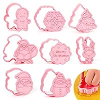 Formine per Biscotti Natale, 8 pezzi Stampini Biscotti Natale, 3D Pressable Formine per Biscotti, Christmas Cookie Cutter per Biscotti Natalizie Torta, Gingerbread Man, Fiocco di neve, Renna