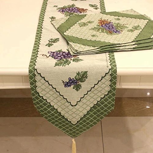 Queenie - Set Of 1 Tapestry Table Runner And 4 Placemats (Grapes) #TOP6