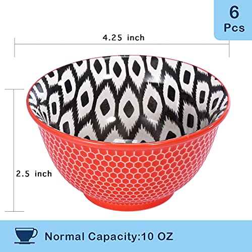 Miicol Ceramic Small Bowl Set, 10 Oz Ice Cream Bowls, Cute Serving Dishes For Dessert, Side Dishes, Soup & Yogurt. Set Of 6, Microwave Dishwasher & Oven Safe #TOP1