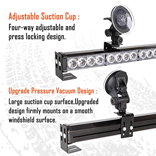 Amber/Blue Emergency Strobe Light Bar 36 In 13 Flash Patterns Traffic Advisor Warning Hazard Windshield Safety Lights Bar With Cigar Lighter For Police Vehicles, Truck (35.5 Inch, Yellow/Blue 32 Led) #TOP5