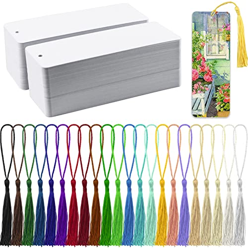 Bercoor 240 Pcs White Blank Paper Bookmarks Decorate With 240 Pcs Tassels, Thick Cardstock Bookmark For Diy Craft Projects And Gifts Tags #TOP10