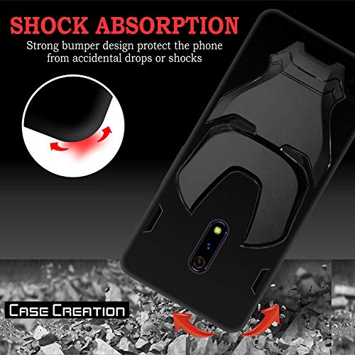 Image of COVERLY Official 3D Touch Feel Trending Avengers Logo Mask Soft Rugged Grip Silicone Iron Man Super Power Cartoon Movie Engraved Silicone Matte Back Cover for Realme X (6.53 inch) - Black